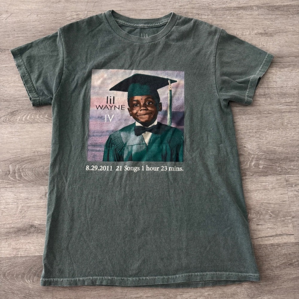 Lil Wayne Tha Carter IV Album Graphic T-Shirt Mens Small Green Hip Hop Rap Tee